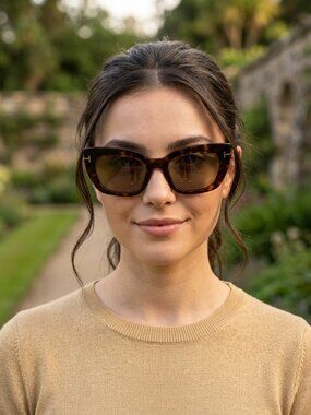 Tom Ford Athena TF1190 52H Havana Sunglasses Brown Polarized Cat Eye New